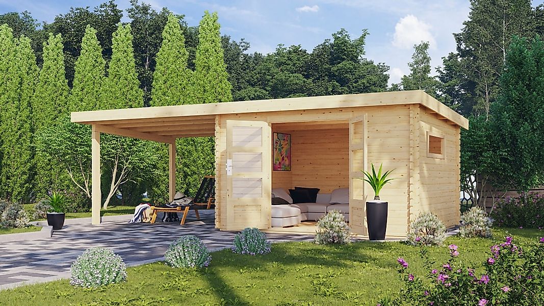 Karibu Gartenhaus ""Tange 5" SET naturbelassen mit Schleppdach 300 cm Breit günstig online kaufen