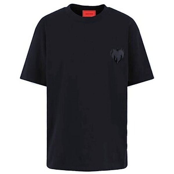 Vision Of Super  T-Shirts & Poloshirts Schwarzes T-Shirt mit Flammenherz-Lo günstig online kaufen
