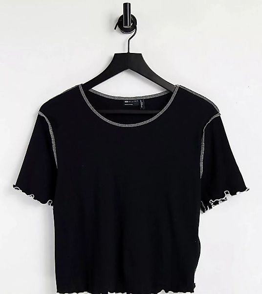 ASOS DESIGN Curve – Kurzes, kurzärmliges T-Shirt mit abgesetzten Nähten in günstig online kaufen