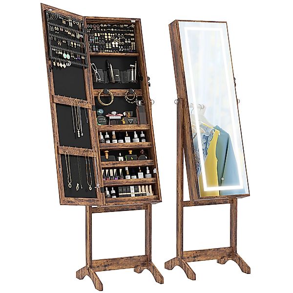 HOMCOM Schmuckschrank LED mit Standspiegel Schmuckaufbewahrung mit Touchscr günstig online kaufen