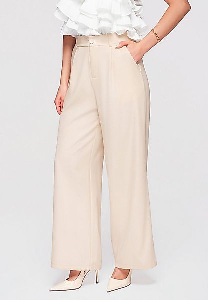 OMBRE Palazzohose Damen Wide Leg Hose mit elastischer Taille Beige S (kein günstig online kaufen