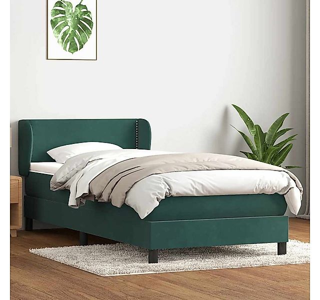 vidaXL Boxspringbett, Boxspringbett mit Matratze Dunkelgrün 90x220 cm Samt günstig online kaufen