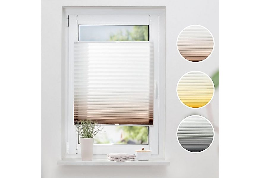 K-HOME Plissee Farbverlauf Sunrise, Lichtschutz, ohne Bohren, verspannt, Kl günstig online kaufen