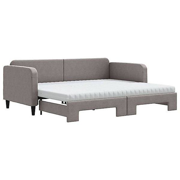 vidaXL Bett Tagesbett Ausziehbar mit Matratzen Taupe 90x200 cm Stoff günstig online kaufen