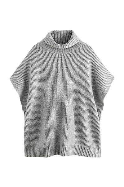 Next Strickponcho Gestrickter Rollkragen-Poncho mit Alpakawolle günstig online kaufen