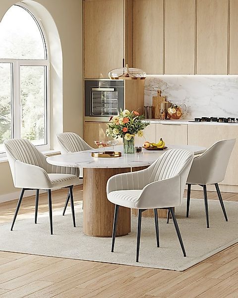 SONGMICS Esszimmerstuhl (1 St), Polsterstuhl mit Metallbeine, Samt, für Sch günstig online kaufen