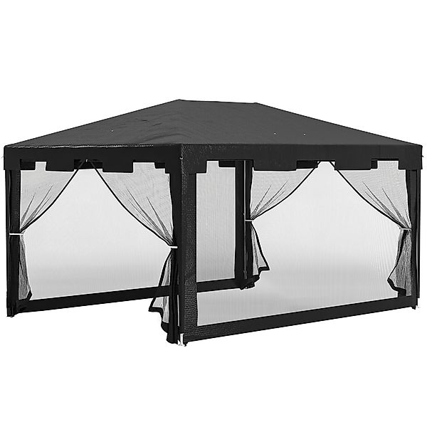 Outsunny Pavillon Partyzelt 4 x 3 m Gartenpavillon mit Netz-Seitenwänden fü günstig online kaufen