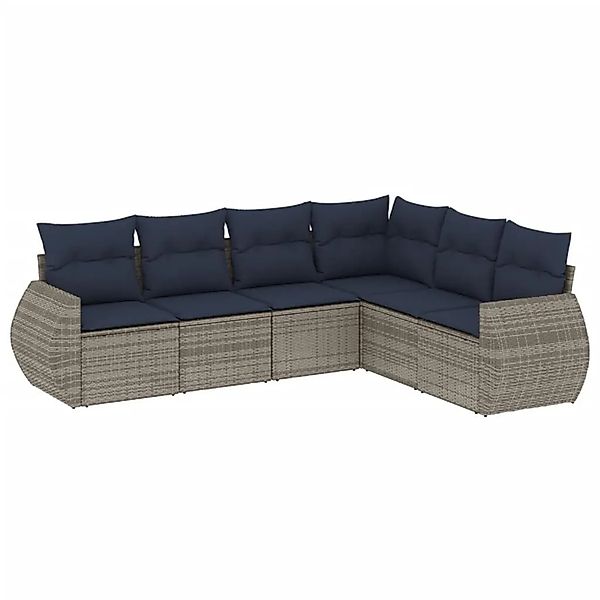 vidaXL 6-Tlg Gartensofa-Set mit Kissen Grau Polyrattan 3221410 günstig online kaufen