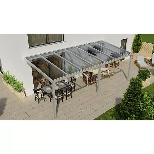Terrassenüberdachung Professional 700 cm x 350 cm Grau Struktur PC Klar günstig online kaufen
