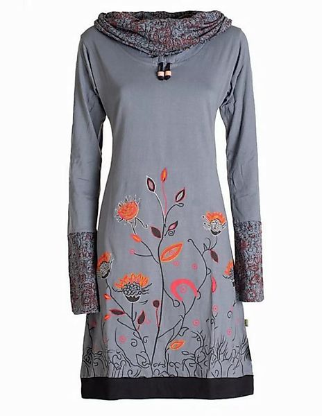 Vishes Jerseykleid Blumen-Kleid Langarm-Shirtkleid Schal-Kragen Baumwolle H günstig online kaufen