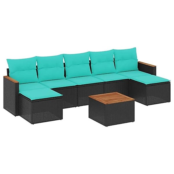 vidaXL 8-Tlg Gartensofa-Set mit Kissen Schwarz Polyrattan 3226239 günstig online kaufen
