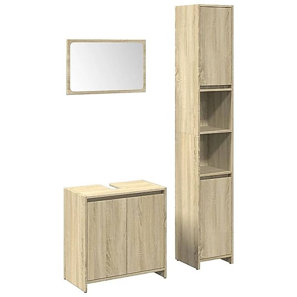 vidaXL Badezimmer-Set 3-tlg. Badmöbel-Set Sonoma-Eiche Holzwerkstoff, günstig online kaufen