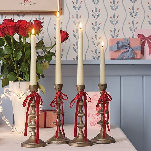 4er Set TruGlow® LED‑Stabkerzen in Elfenbein mit Fernbedienung günstig online kaufen