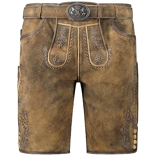 Pfundskerl Kurze Lederhose aus Ziegenvelours Farbe dunkelbraun Größe: 33 günstig online kaufen