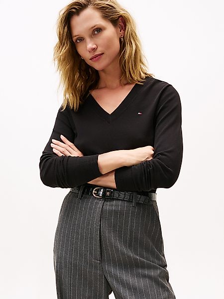 Tommy Hilfiger V-Ausschnitt-Pullover CO JERSEY STITCH günstig online kaufen