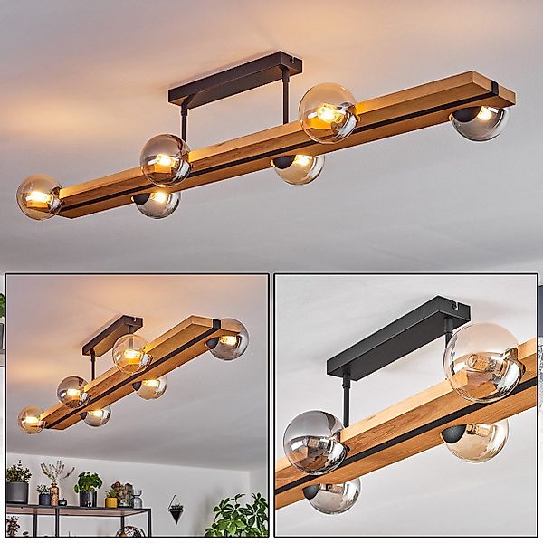 hofstein Deckenleuchte Deckenlampe aus Metall/Holz/Glas in günstig online kaufen