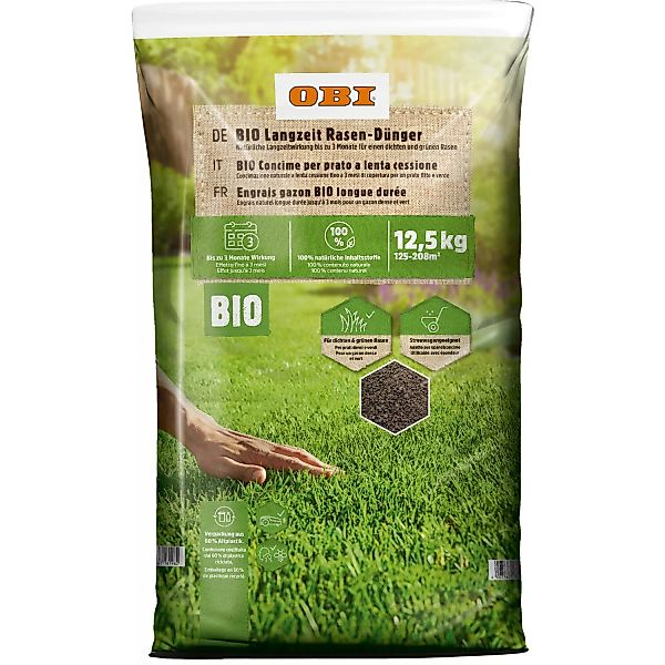 Obi Bio Langzeit-Rasendünger 12,5 kg günstig online kaufen