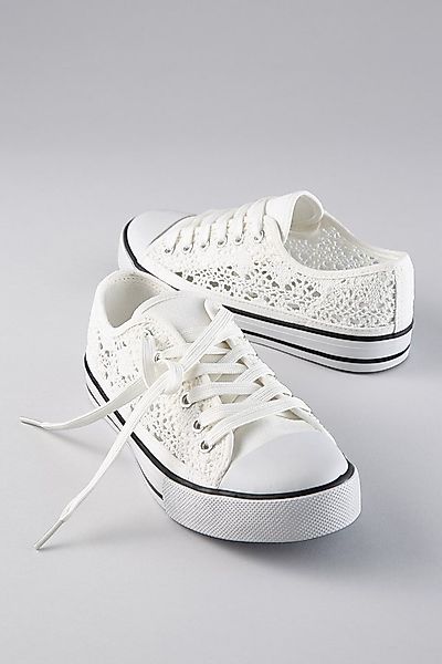 Aniston SHOES Sneaker Schnürschuh, Freizeitschuh in Häkeloptik - NEUE KOLLE günstig online kaufen