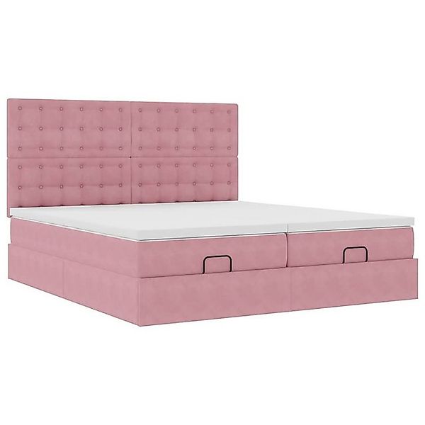 vidaXL Bett Ottoman-Bett mit Matratzen Rosa 200x200 cm Samt günstig online kaufen