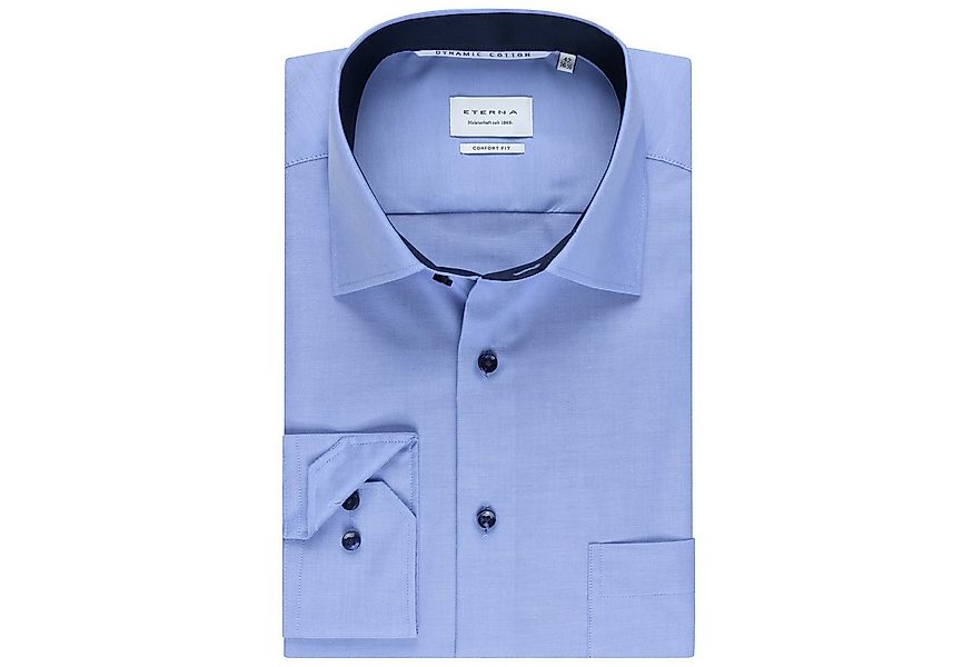 Eterna Langarmhemd Comfort Fit, Blau, Twill, 100 % Baumwolle, Bügelfrei günstig online kaufen