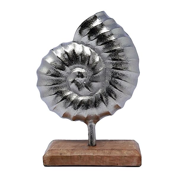 Dragimex Dekofigur Muschelfigur Aluminium auf Mangoholzsockel günstig online kaufen