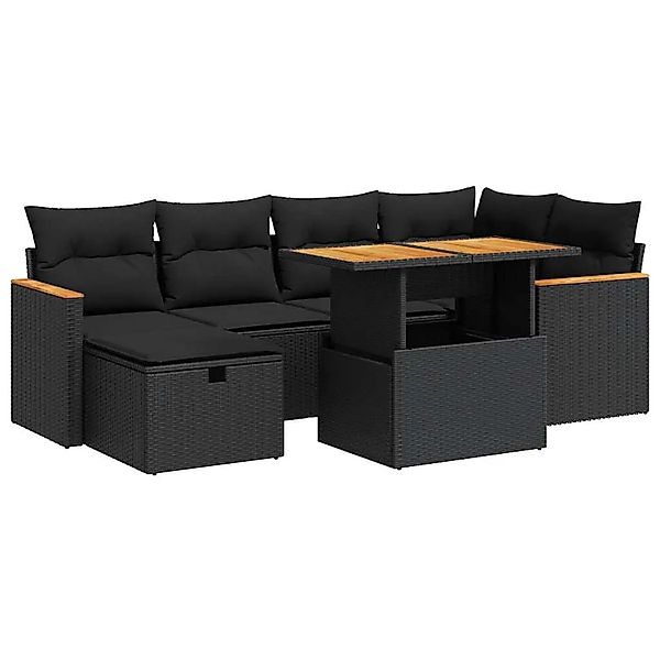 vidaXL 8-Tlg Garten-Sofagarnitur mit Kissen Schwarz Poly Rattan 3328112 günstig online kaufen