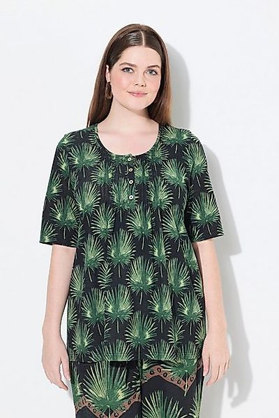 Ulla Popken T-Shirt T-Shirt Palmen A-Linie Rundhals Halbarm günstig online kaufen