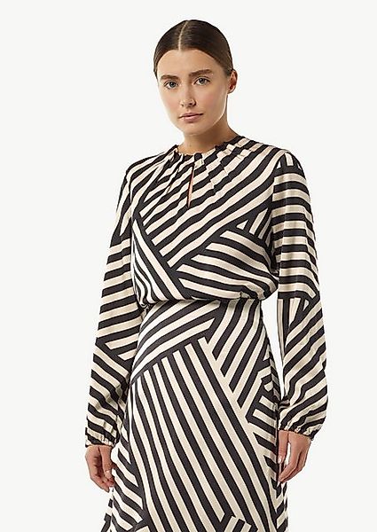 Comma Langarmbluse Gestreifte Satinbluse mit Raffung günstig online kaufen