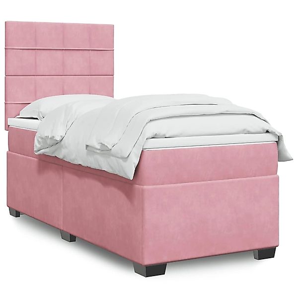 vidaXL Boxspringbett mit Matratze Rosa 90x200 cm Samt 3293115 günstig online kaufen