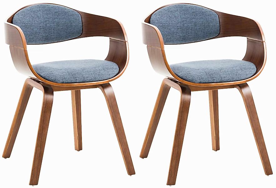 2er Set Stühle Kingston Stoff Walnuss/blau günstig online kaufen