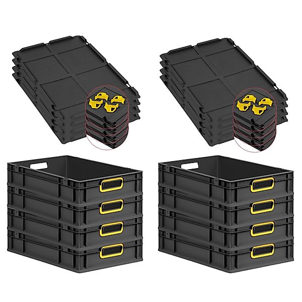 PROREGAL SuperSparSet 8x Eurobox Nextgen Color Mit Auflagedeckel HxBxT 12x4 günstig online kaufen