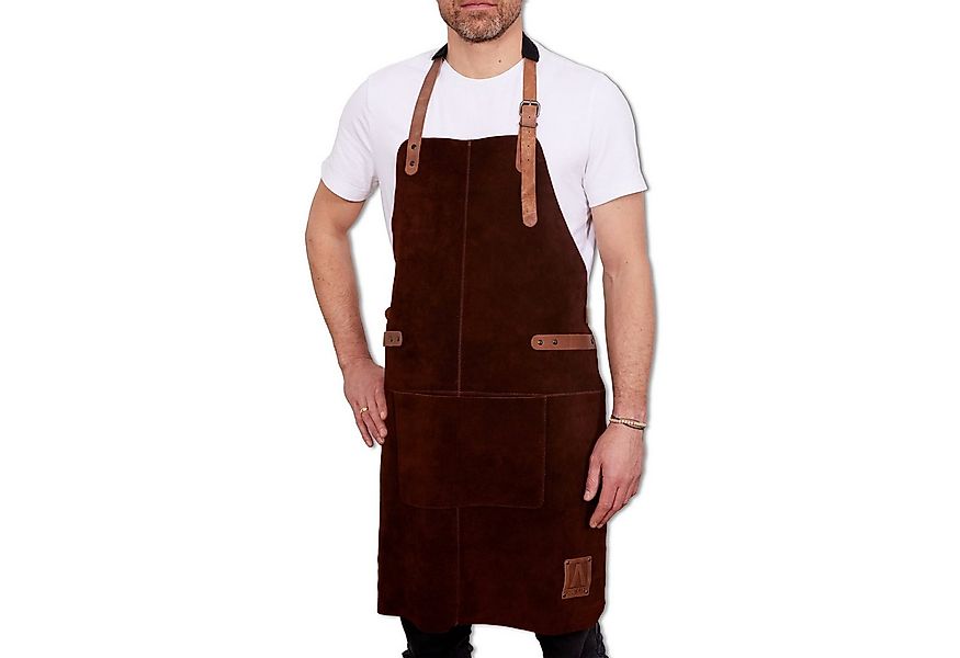 REDSALT® Grillschürze Premium Lederschürze braun, Profi Grillschürze 84x62 günstig online kaufen