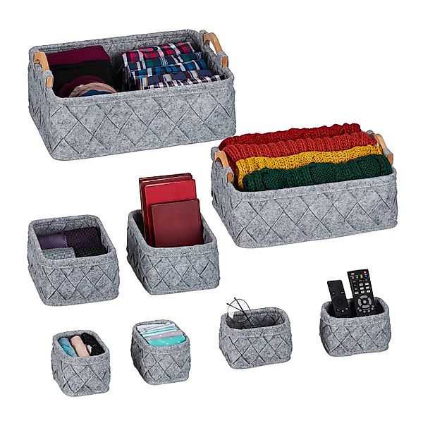 relaxdays Aufbewahrungskorb 8-teiliger Schrank-Organizer, hellgrau günstig online kaufen