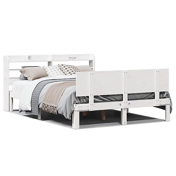 vidaXL Bettgestell mit Kopfteil ohne Matratze Weiß 160x200 cm 3306832 günstig online kaufen