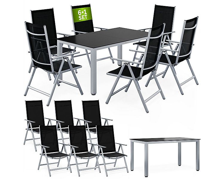 Casaria Garten-Essgruppe Bern, (7-tlg), Aluminium 5mm Sicherheitsglas Stühl günstig online kaufen