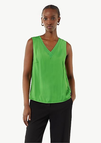 comma Blusentop Bluse Satin-Top mit Chiffon-Ausschnitt günstig online kaufen
