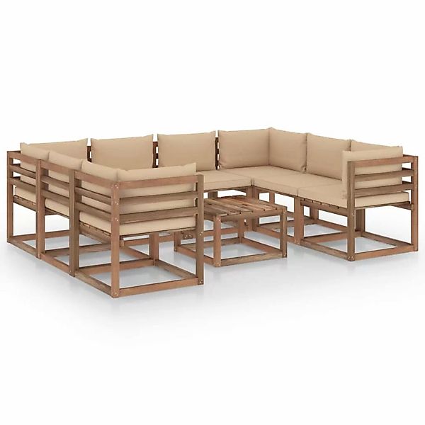 9-tlg. Garten-lounge-set Mit Beigen Kissen günstig online kaufen