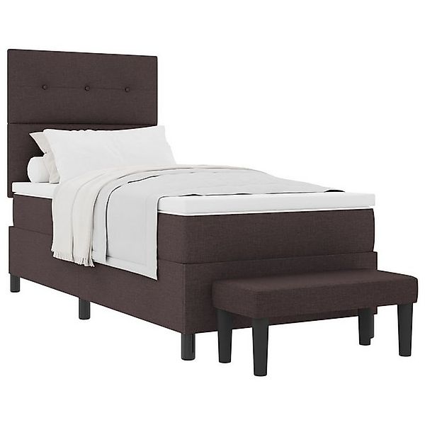 vidaXL Bett Boxspringbett mit Matratze & Bank Dunkelbraun 90x190 cm Stoff ( günstig online kaufen