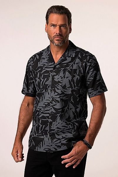 JP1880 Kurzarmhemd Hemd Halbarm Leinenmix floraler Print Cuba-Kragen günstig online kaufen