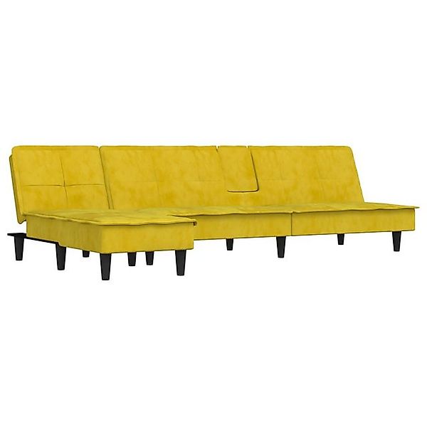 vidaXL Schlafsofa, Sofa in L-Form Gelb 255x140x70 cm Samt günstig online kaufen