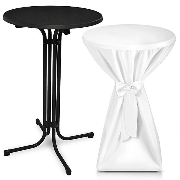 Beautissu Bellini Stehtisch Ø 60cm Schwarz mit Premium Stehtischhusse Ø 60c günstig online kaufen