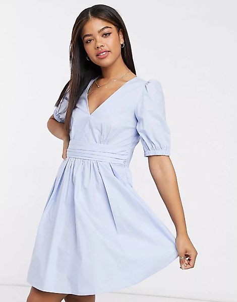 Vila – Blaues Mini-Kleid aus Popeline günstig online kaufen