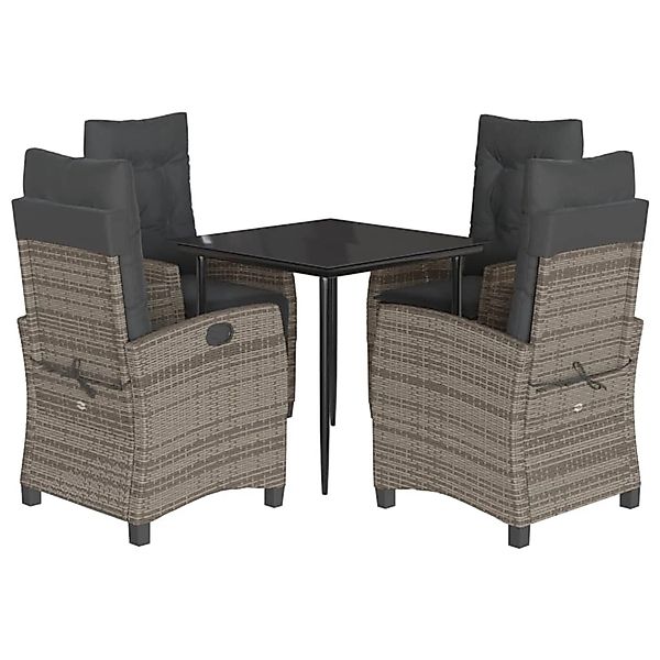 vidaXL 5-Tlg Garten-Essgruppe mit Kissen Grau Poly Rattan 3212784 günstig online kaufen