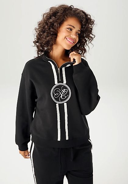 Aniston CASUAL Sweatshirt, aufwändig mit Stickerei und Spitzenbändern verzi günstig online kaufen