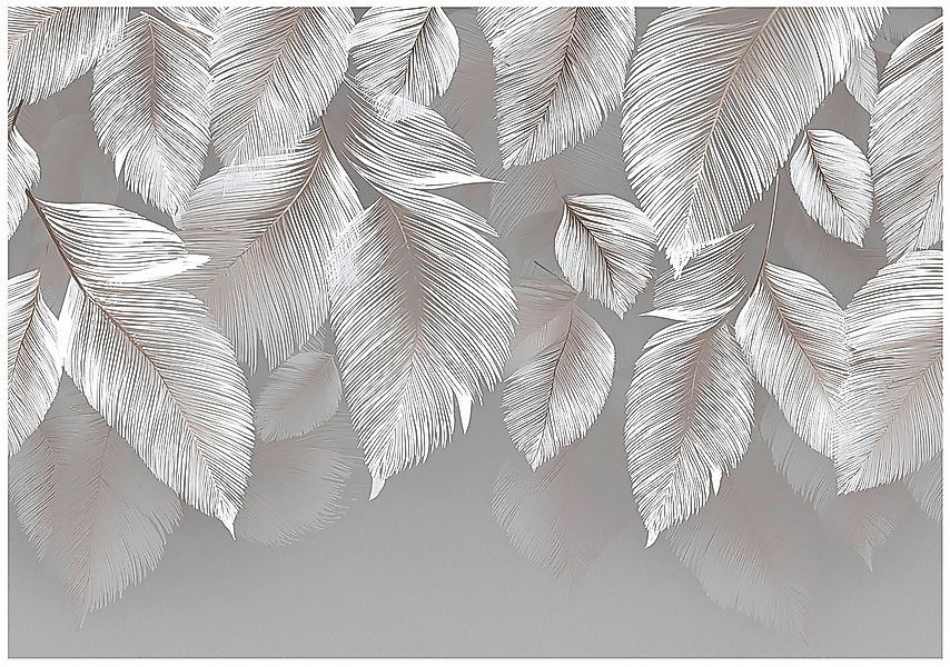 Wallarena Fototapete Blätter Weiß Federn Vlies Tapete Wohnzimmer Schlafzimm günstig online kaufen