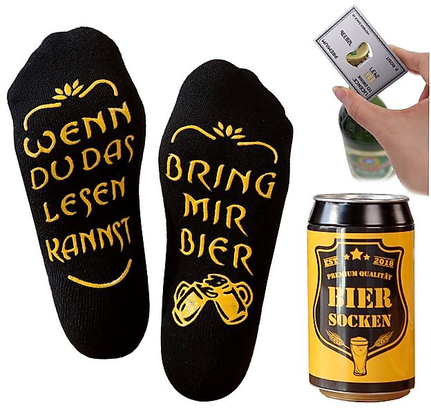 Lucadeau Freizeitsocken mit Bier Spruch und Flaschenöffner, Vatertagsgesche günstig online kaufen