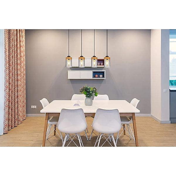 Globo Pendelleuchte Finca 4-flammig Schwarz matt-Rauchfarben 820 x 100 x 15 günstig online kaufen