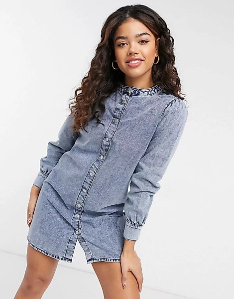 JDY – Mini-Jeanskleid mit Knopfdetail in Blau günstig online kaufen