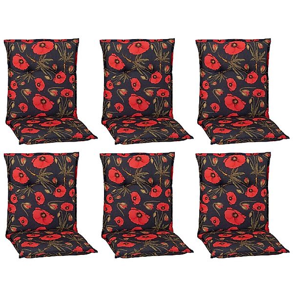 Beo Sitzauflage Niedriglehner Trondheim 6er-Set mit roten Mohnblüten günstig online kaufen