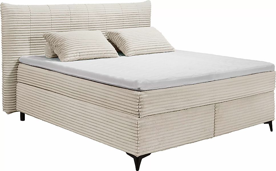 ED EXCITING DESIGN Boxspringbett "Seattle", harte Seite mit Kokosmatte, wei günstig online kaufen